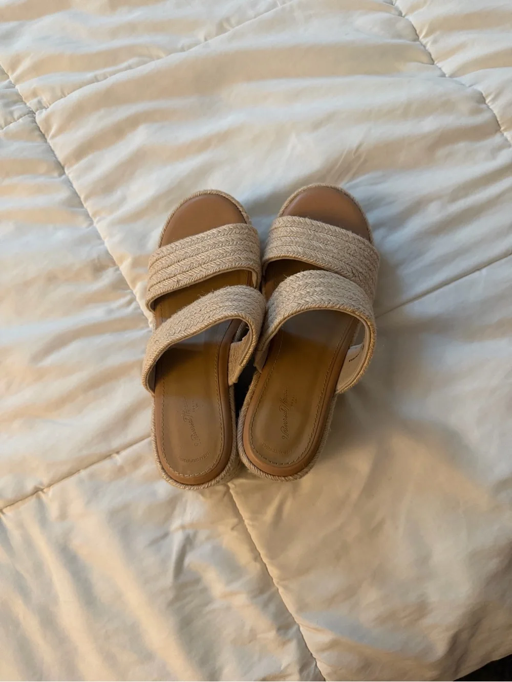 Universal Thread Braided Double-Strap Slide Sandals in Natural Tan